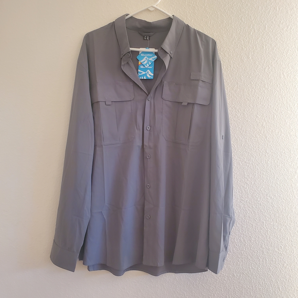 NWT MagcoMsen Men's Gray Casual Button Down Shirt